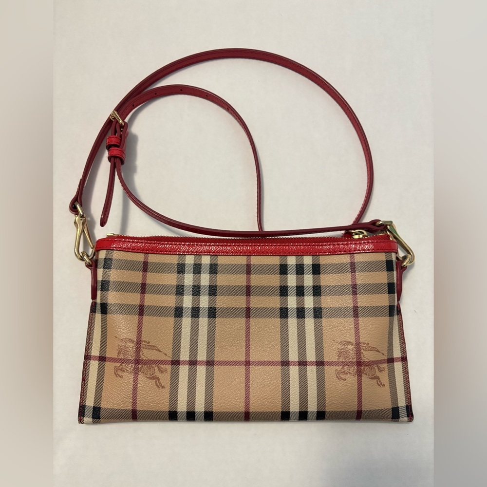 Burberry Haymarket Check Grain Leather Crossbody/clutch Bag